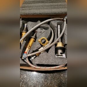 BRUSH  Nickle Centered Bathroom Sink Faucet With 2 Handles